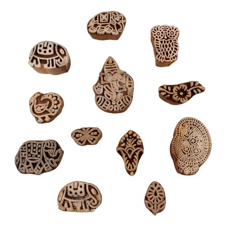 Set of 12 Piece New Mix Wooden Printing Blocks